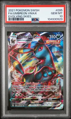 2021 POKEMON SWORD & SHIELD EVOLVING SKIES #095 FULL ART/UMBREON VMAX PSA 10 - Image 1