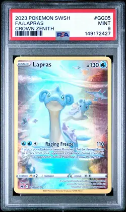 2023 POKEMON SWORD & SHIELD CROWN ZENITH #GG05 FULL ART/LAPRAS PSA 9 - Image 1