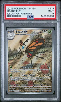 2026 POKEMON ASC EN-ASCENDED HEROES ILLUSTRATION RARE #219 BEAUTIFLY PSA 9 - Image 1