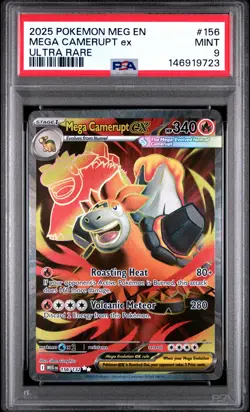 2025 POKEMON MEG EN-MEGA EVOLUTION ULTRA RARE #156 MEGA CAMERUPT EX PSA 9 - Image 1