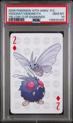 2006 POKEMON CENTER 10TH ANV 2 OF DIAMONDS VENOMOTH/VENONAT PSA 10 - Image 1