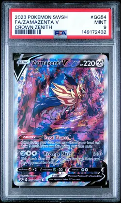 2023 POKEMON SWORD & SHIELD CROWN ZENITH #GG54 FULL ART/ZAMAZENTA V PSA 9 - Image 1