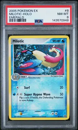 2005 POKEMON EX EMERALD #8 MILOTIC-HOLO PSA 8 - Image 1