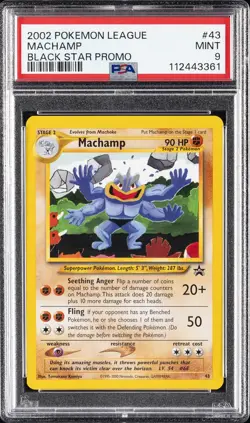 2002 POKEMON LEAGUE PROMO BLACK STAR #43 MACHAMP PSA 9 - Image 1