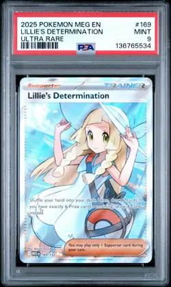 2025 POKEMON MEG EN-MEGA EVOLUTION ULTRA RARE #169 LILLIE'S DETERMINATION PSA 9 - Image 1