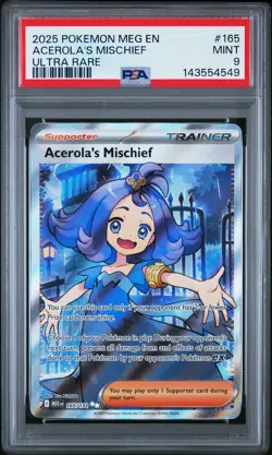2025 POKEMON MEG EN-MEGA EVOLUTION ULTRA RARE #165 ACEROLA'S MISCHIEF PSA 9 - Image 1