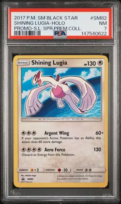 2017 POKEMON SM BLACK STAR PROMO #SM82 SHINING LUGIA-HOLO PSA 7 - Image 1