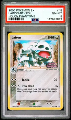2006 POKEMON EX HOLON PHANTOMS #45 LAIRON-REVERSE FOIL PSA 8 - Image 1