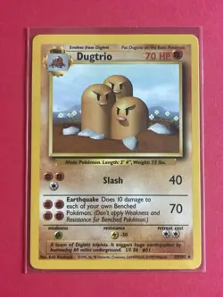 1999 Pokemon Base Set Dugtrio #19/102 Non-Holo Rare LP-NM - Image 1