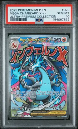 2025 POKEMON MEP EN-ME BLACK STAR PROMO #023 MEGA CHARIZARD X EX PSA 10 - Image 1