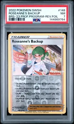 2022 POKEMON SWORD & SHIELD BRILLIANT STARS ROSEANNE'S BACKUP-REVERSE FOIL PSA 7 - Image 1