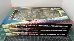 Prismatic Evolutions Lucario Tyranitar EX Premium Collection Pokemon LOT OF 3 - Image 1