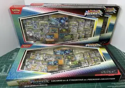 Prismatic Evolutions Lucario Tyranitar EX Premium Collection Pokemon LOT OF 3 - Image 3