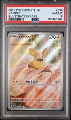 2025 POKEMON PFL EN-PHANTASMAL FLAMES ILLUSTRATION RARE #099 YAMPER PSA 8 - Image 1