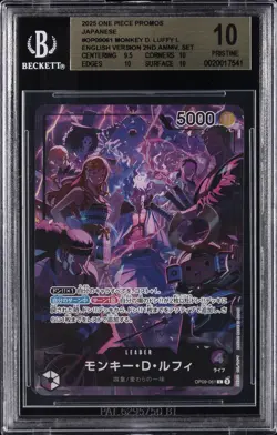 2025 ONE PIECE PROMOS ENGLISH VERSION 2ND ANNIV MONKEY D. LUFFY L BGS 10 - Image 1