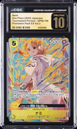 2025 ONE PIECE TOURNAMENT PROMOS JAPANESE #OP08-106 NAMI CGC 10 PRISTINE - Image 1