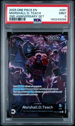 2025 ONE PIECE ENGLISH VERSION 2ND ANNIVERSARY SET #081 MARSHALL D. TEACH PSA 9 - Image 1
