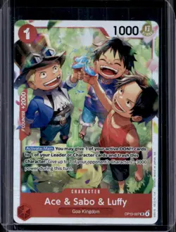 2025 One Piece Carrying On His Will Ace & Sabo Luffy Super Rare #OP13-007 - Image 1
