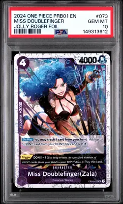 2024 ONE PIECE PRB01 JOLLY ROGER FOIL #073 MISS DOUBLEFINGER PSA 10 - Image 1