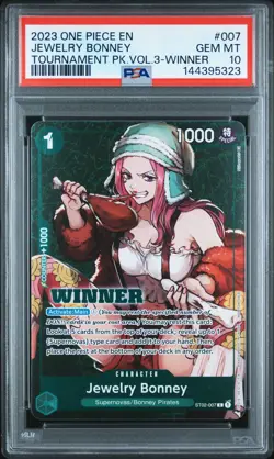 2023 ONE PIECE PROMOS TOURNAMENT PACK VOL.3-WINNER #007 JEWELRY BONNEY PSA 10 - Image 1