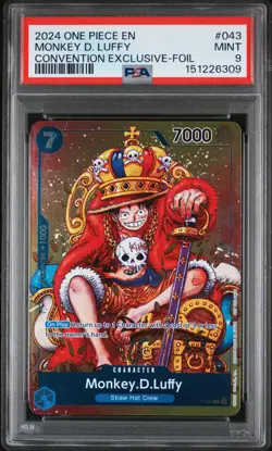 2024 ONE PIECE PROMOS CONVENTION EXCLUSIVE-FOIL #043 MONKEY D. LUFFY PSA 9 - Image 1