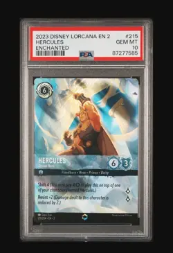 Disney Lorcana EN 2 Hercules - Divine Hero Enchanted Holo PSA 10 215/204 2023 - Image 2