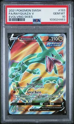 2021 POKEMON SWORD & SHIELD EVOLVING SKIES #193 FULL ART/RAYQUAZA V PSA 10 - Image 1