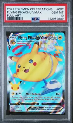 Flying Pikachu VMAX 2021 Pokemon Celebrations Full Art #007 PSA 10 - Image 1