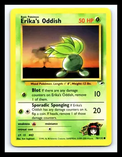 💥 Erika's Oddish Gym Heroes Non Holo # 78/132 Pokemon 2000 Vintage - Image 1