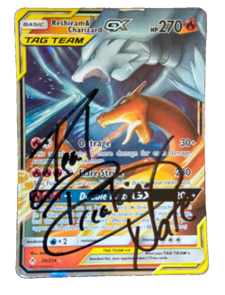 2019 Pokemon Sun & Moon Unbroken Bonds #20 Reshiram & Charizard GX (signed) - Image 1