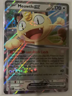 Meowth ex 062/088 Me03: Perfect Order Holo Pokemon Basic Card Double Rare - Image 1