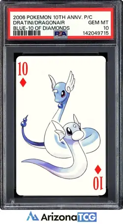 Pokemon 2006 Dratini/Dragonair 10 Diamonds Blue 10th Annv. Playing Card PSA 10 - Image 1