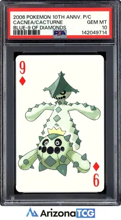Pokemon 2006 Cacnea/Cacturne 9 Of Diamonds 10th Anniversary Playing Cards PSA 10 - Image 1