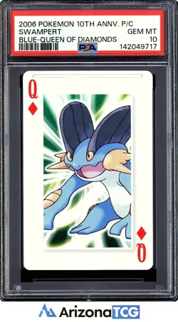 Pokemon 2006 Swampert Blue Queen Of Diamonds 10th Annv. Playing Card PSA 10 - Image 1