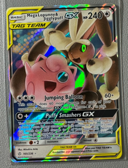 Mega Lopunny & Jigglypuff GX 165/236 Cosmic Eclipse Ultra Rare Pokemon Card - Image 1