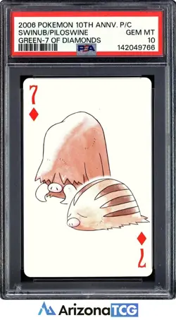 Pokemon 2006 Swinub/Piloswine 7 Of Diamonds 10th Anniversary Playing Card PSA 10 - Image 1
