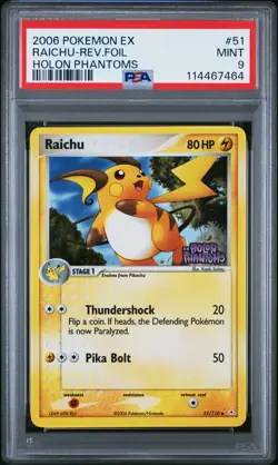2006 POKEMON EX HOLON PHANTOMS #51 RAICHU-REVERSE FOIL PSA 9 - Image 1
