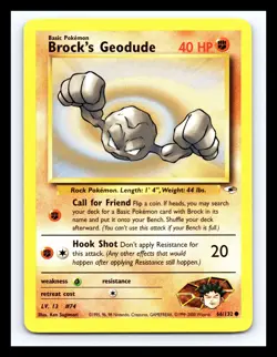 💥 Brock's Geodude (Gym Heroes Set Pokemon 2000) Vintage # 66/132 - Non Holo - Image 1