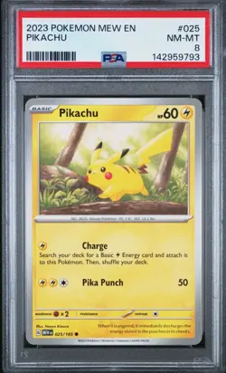 2023 POKEMON MEW EN-151 POKEMON TOGETHER #025 PIKACHU PSA 8 - Image 1