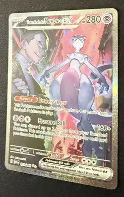 Team Rocket’s Mewtwo ex 231/182 SV10 Destined Rivals SIR Full Art Pokemon Card - Image 3