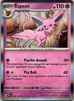 Espeon 033/131 Holo Rare SV: Prismatic Evolutions Pokemon Holo Near Mint - Image 1