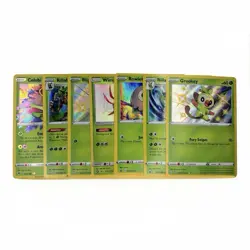 Pokemon Holo Grass Lot – Celebi Amazing Rare, Rillaboom x2, Grookey, Rowlet, Bli - Image 1