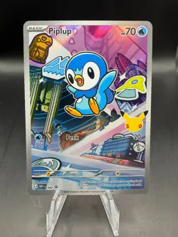 TCG POKEMON PIPLUP FULL ART HOLO 042 PROMO 30TH ANNIVERSARY - Image 1