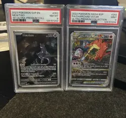 Pokemon TCG PSA 8 Mewtwo 052 151 & Charizard Vstar SWSH262 PSA 9 - Image 1