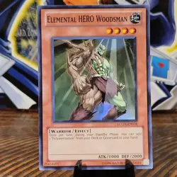 Yu-Gi-Oh! Elemental HERO Woodsman LCGX-EN034 UNLIMTED Super Rare Near Mint NM - Image 1