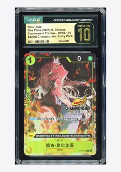 One Piece CGC10 PRISTINE Nico Olivia C Promo 2025 OP09-106 Championship Chinese - Image 1