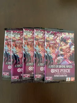 One Piece A Fist Of Divine Speed OP-11 Five 5 Booster Packs Lot English - Image 1
