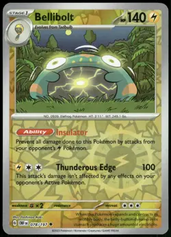 Bellibolt 078/197 Reverse Holo UC Obsidian Flames 2023 - Image 1