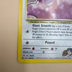 Koga's Ditto 10/132 WOTC Gym Challenge Rare Unlimited Holo Pokemon - Image 5