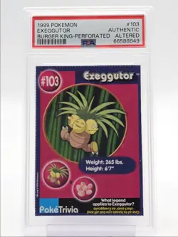 EXEGGUTOR 1999 POKEMON BURGER KING PERFORATED ALTERED 103 PSA Q4444 - Image 1